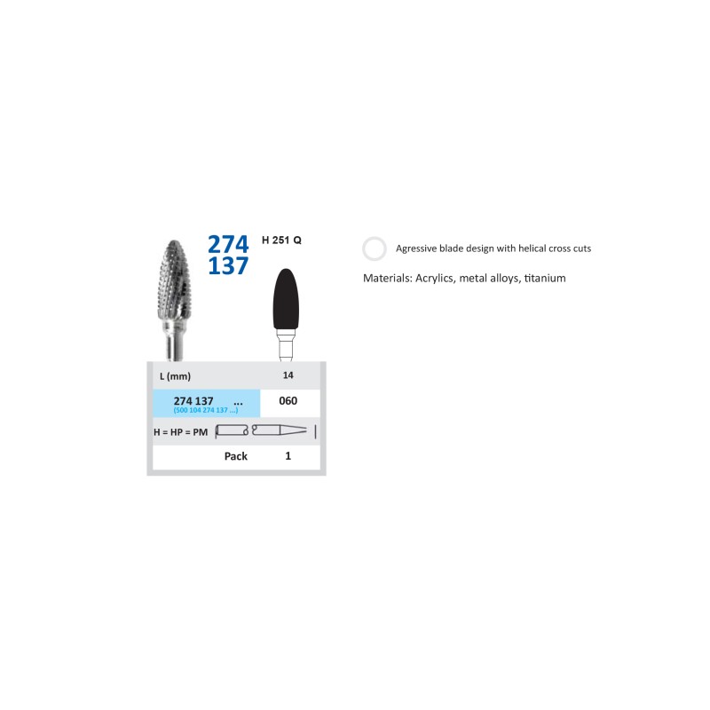 Freză Carbură Tungsten HORICO 274 137 060
