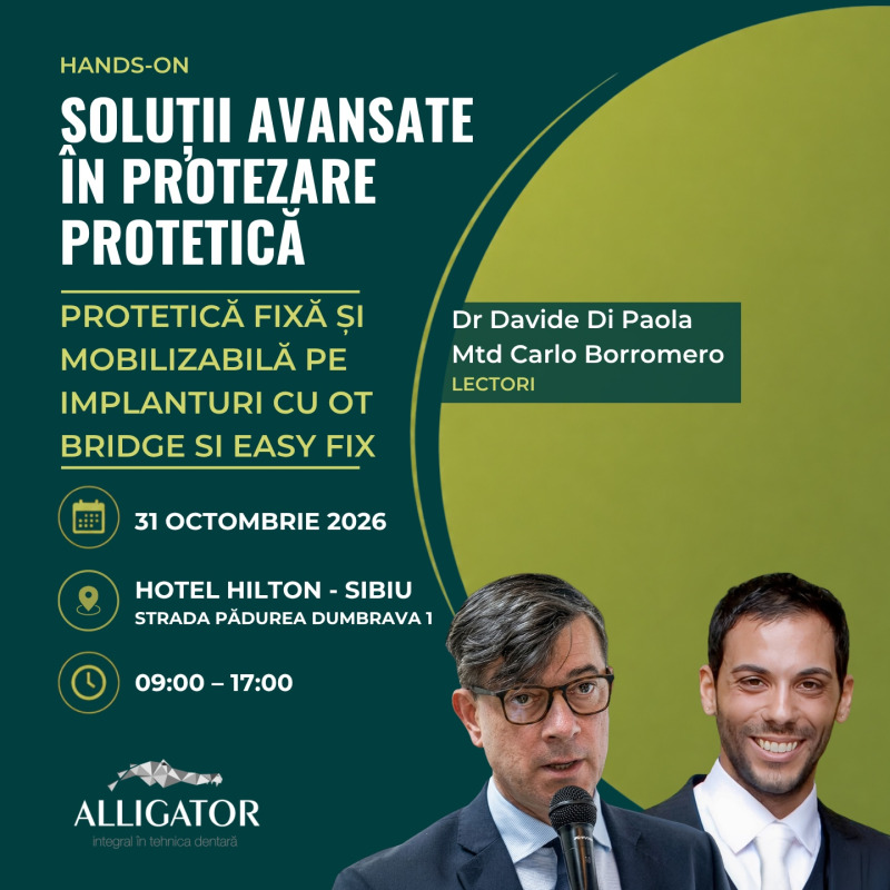 Soluții Avansate în Protezare Protetică: Protetică Fixă și Mobilizabilă pe Implanturi cu OT Bridge si Easy Fix
